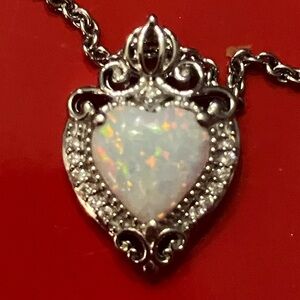 Enchanted Disney Cinderella sterling silver and lab created Opal  necklace